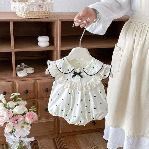 Baby Girl Polka Dot Ruffle Bib Bodysuit
