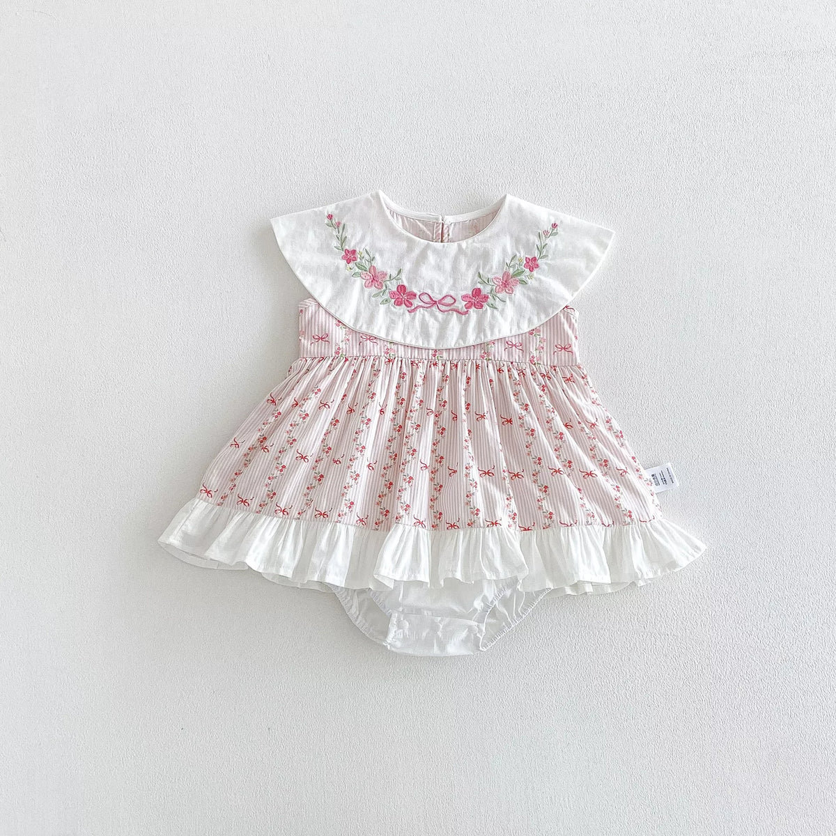 Baby Girl Circle Collar Flower Emb Dress
