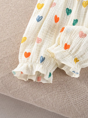 2 Pc Baby Girl Floral Print Smock Romper