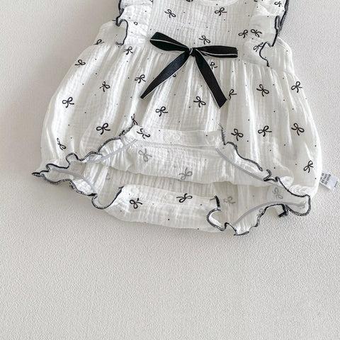 2 Pc Baby Girl Mini Ribbon Print Bodysuit