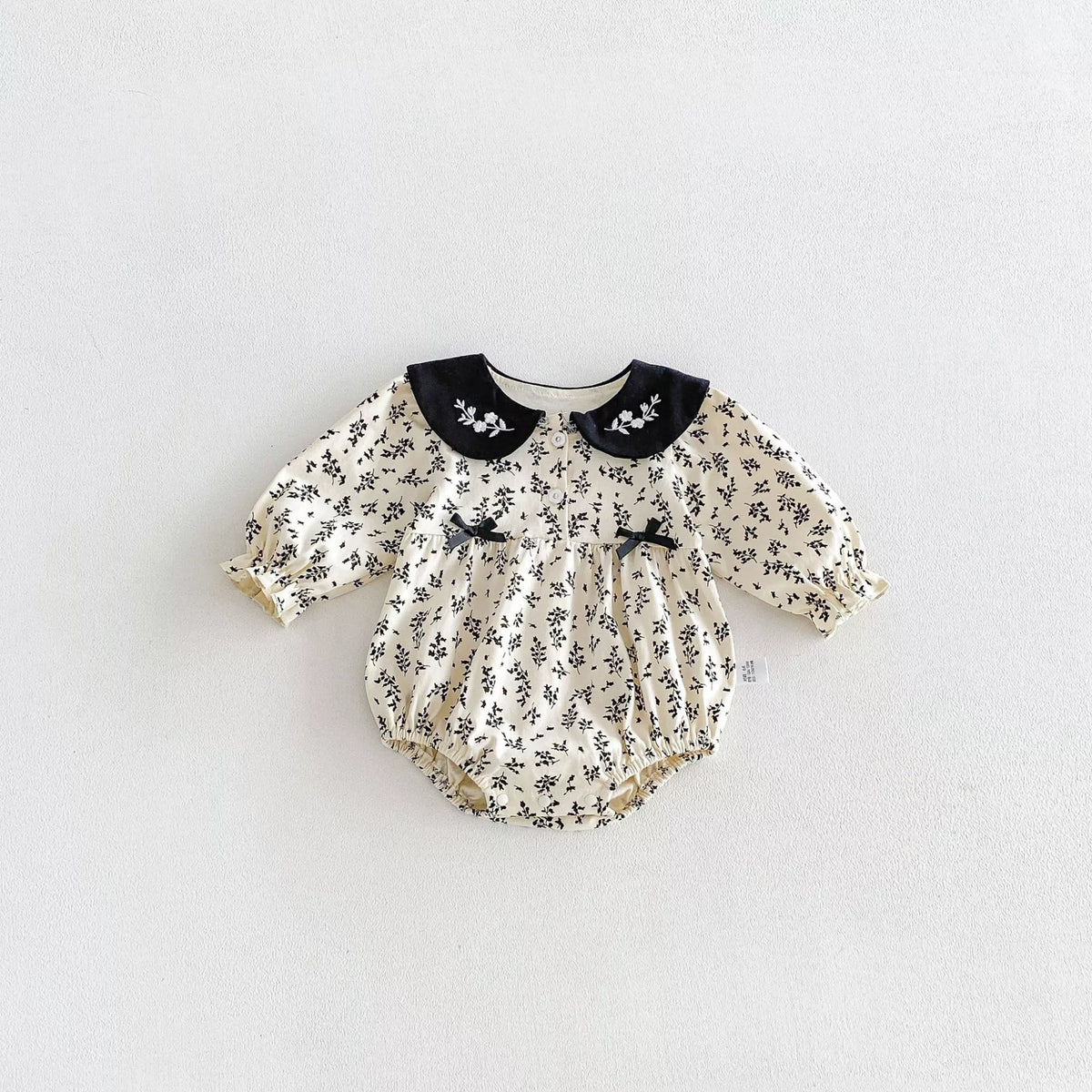 Baby Girl Paisley Print Contrast Collar Long Sleeve Bodysuit