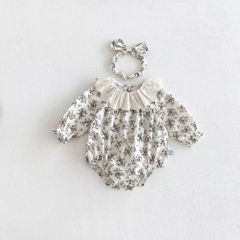 2 Pc Baby Girl Scallop Collar Paisley Print Bodysuit