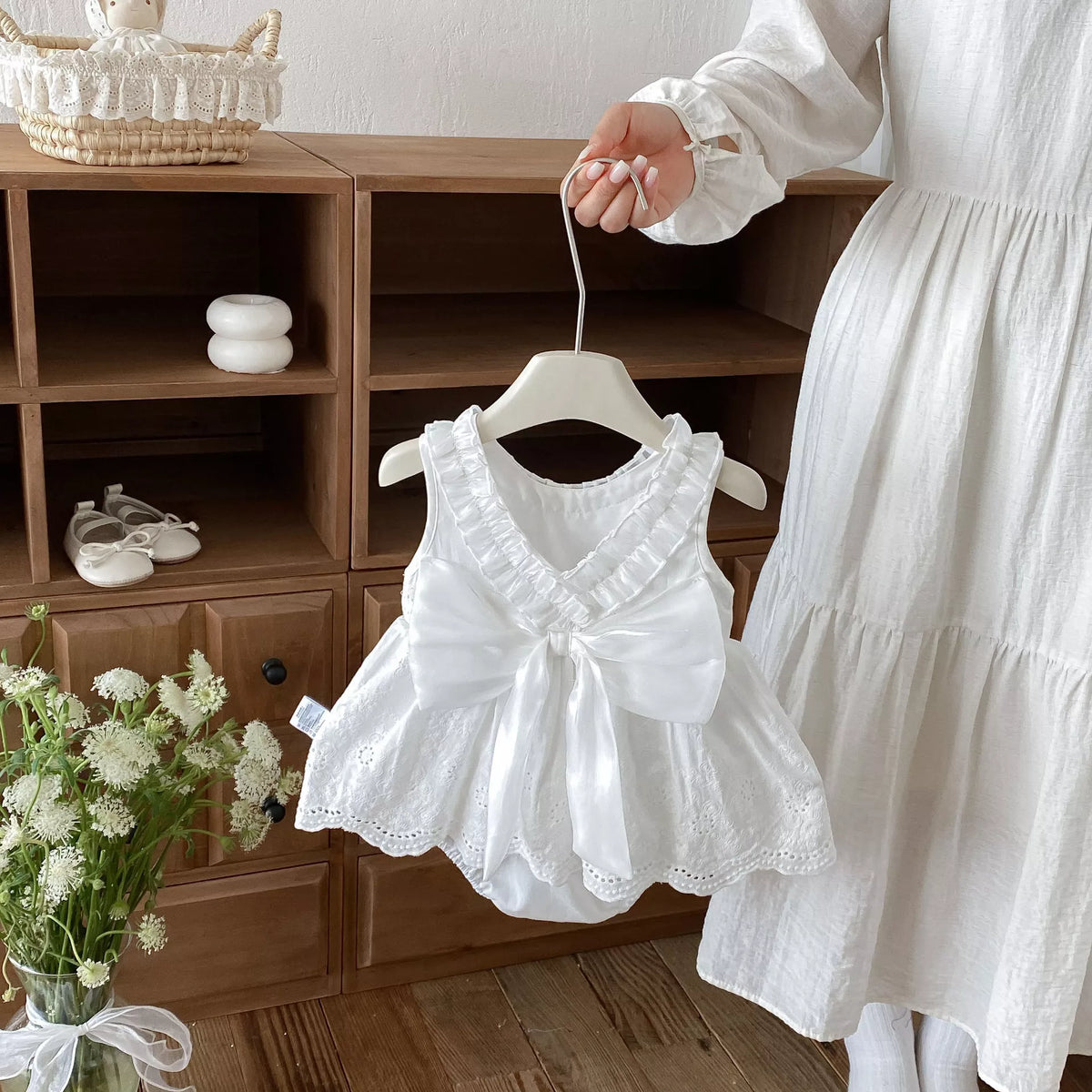 Baby Girls Bow Back Crochet Lace Dress