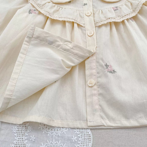 Baby Girl Floral Embroidered Ruffle Collar Blouse