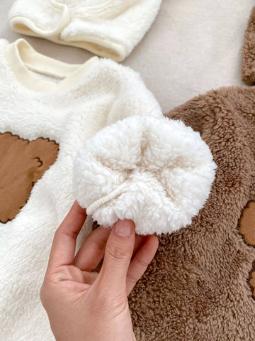 Baby Soft Fleece Bear Romper with Hat