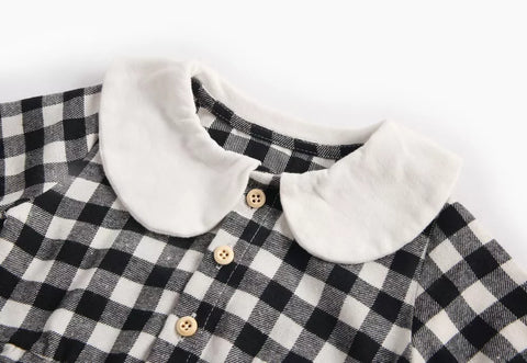 Baby Girl Buffalo Plaid Peter Pan Collar Bodysuit