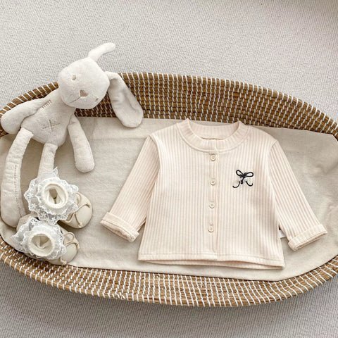 2 Pc Baby Girl Ribbed Knit Cardigan & Flare Pants Set