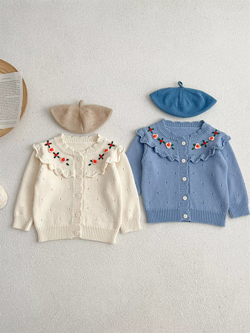 Baby Girl Flower Embroidered Cardigan