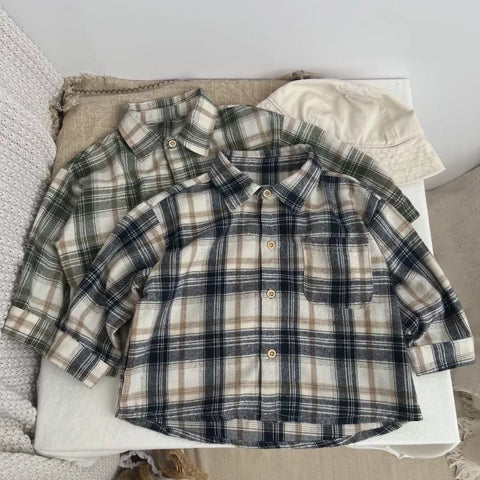 Boys Plaid Print Flannel Shirt