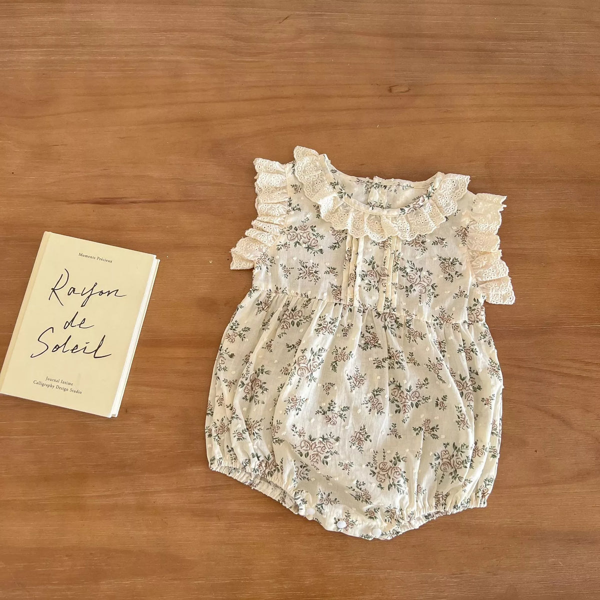 Baby Girl Lace Ruffle Mini Floral Print Bodysuit