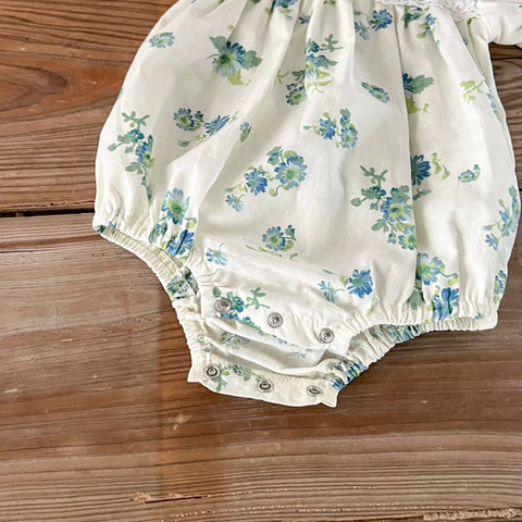 Baby Girl Blue Floral Bodysuit Set