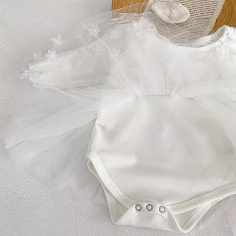 Baby Girl Flower Sleeve Mesh Skirt Dress