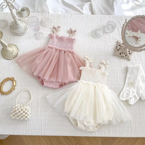 Baby Girl Smocked Tulle Skirt Bodysuit Dress