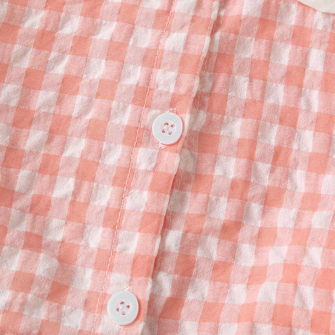 2 Pc Baby Girl Gingham Plaid Sailor Collar Set