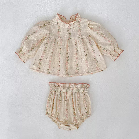 Baby Girl Flower Vine Long Sleeve Shirt & Shorts Set