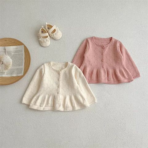 Baby Girl Pointelle Flare Hem Cardigan