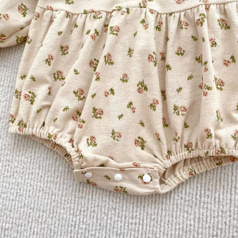Girls Vintage Floral Ruffle Collar Bodysuit or Dress