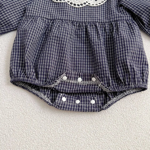 Girls Hollow Collar Plaid Bodysuit or Dress