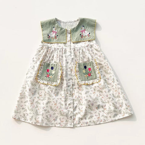 Girls Vintage Mother Goose Dress