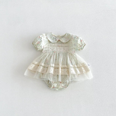 Baby Girl Watercolor Floral Sheer Skirting Dress