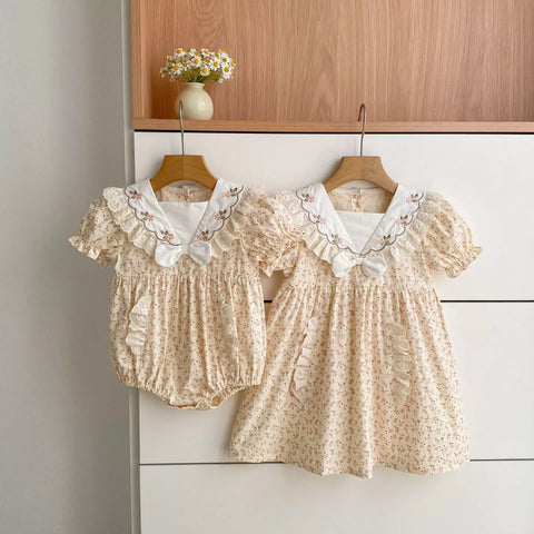 Girls Sailor Collar Style Vintage Bodysuit or Dress