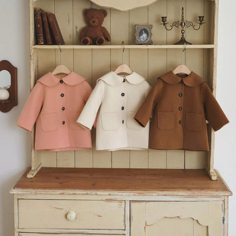 Baby Girls Peter Pan Collar Button-Up Wool Coat