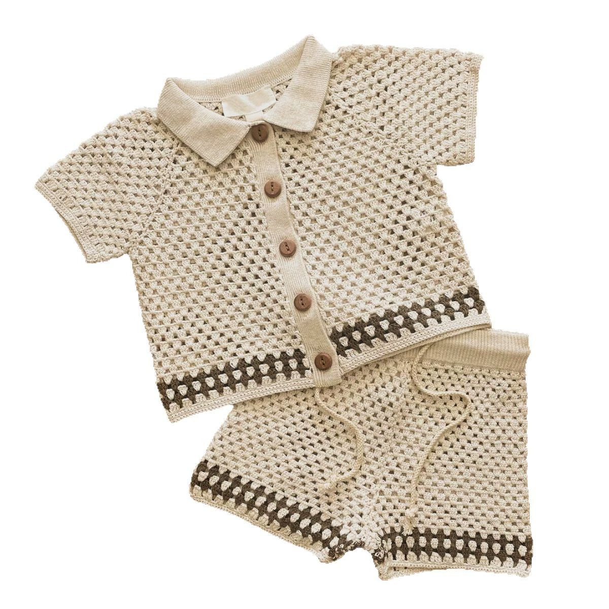 2 pc Baby Boy Hollow Out Crochet Set