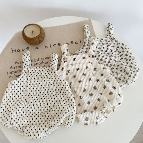 Baby Corduroy Print Overall Bodysuit