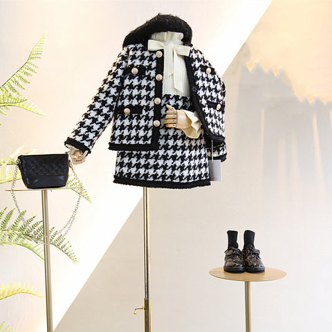2 Pc Girls Tweed Jacket and Skirt Set
