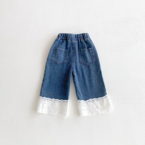 Toddler Girls Lace Hem Jeans