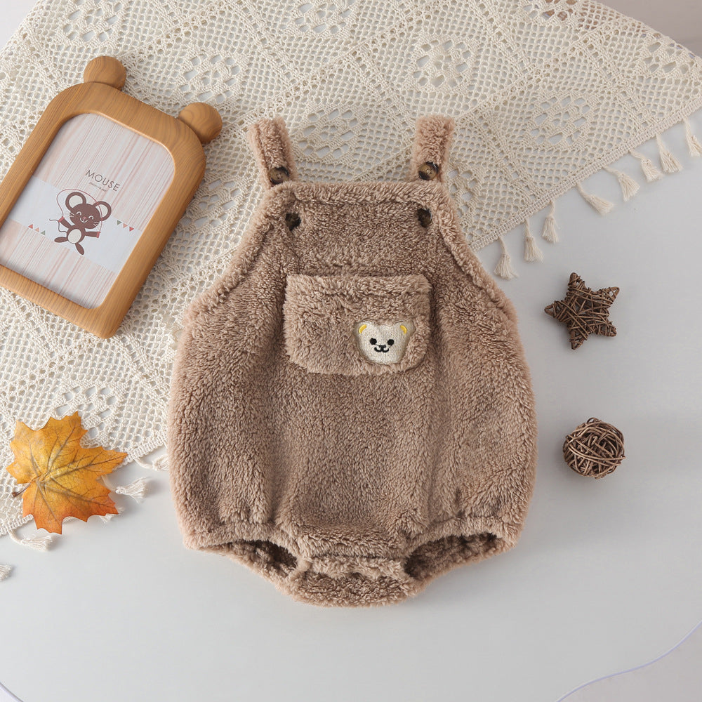 Baby Shearling Overall Pocket Onesie