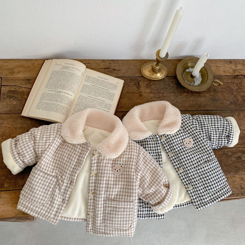 Baby Bear Thick Fleece Gingham Plaid Jacket