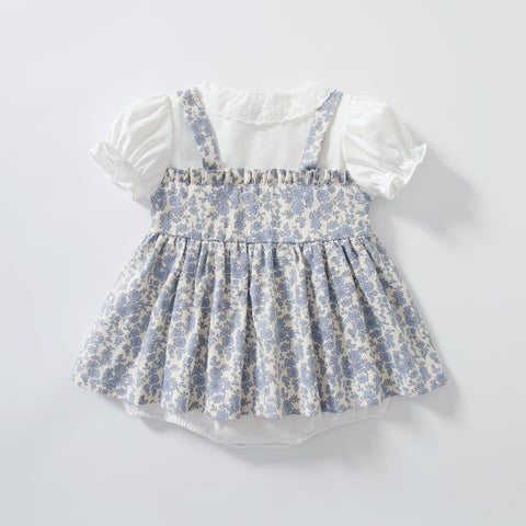 2 Pc Baby Girl Vintage Floral Bodysuit w/ Bonnet