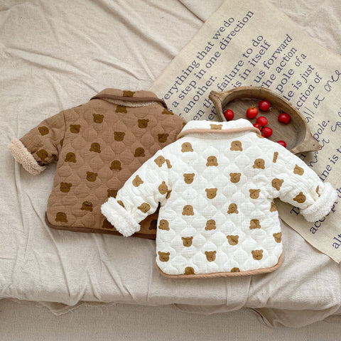 Baby Fleece Lined Cotton Bear Jacket