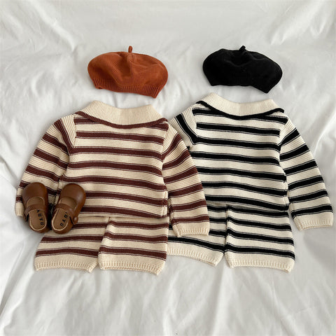 Girl Stripe Knit Sweater with Pants