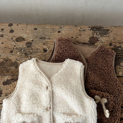 Baby Girl Shearling Autumn Flower Vest