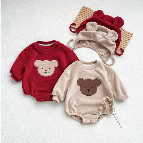 2 Pc Baby Bear Fleece Bodysuit with Hat Set