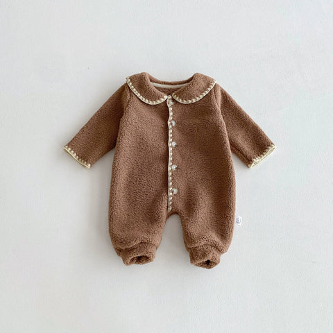 Baby Fluffy Cozy Contrast Stitch Romper