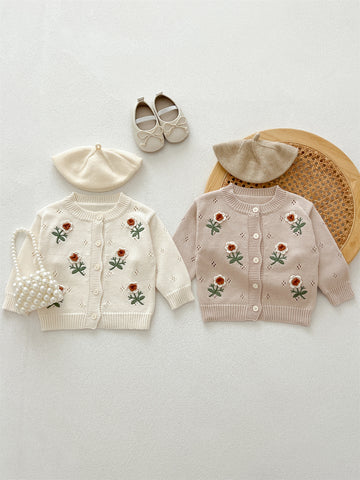Baby Girl Autumn Flower Cardigan
