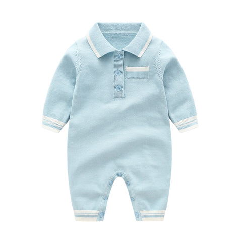 Baby Boy Knit Preppy Polo Romper
