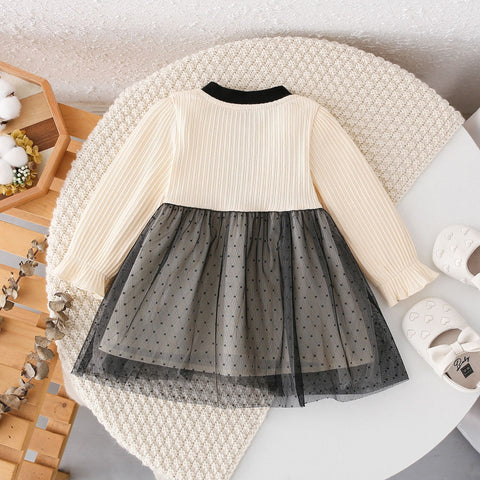 Baby Girl Mesh Polka Dot Skirt Cardi Dress