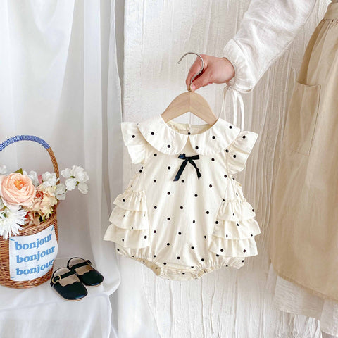 Baby Girl Cotton Ruffle Polka Dot Bodysuit