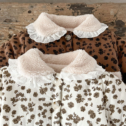 Baby Girl Vintage Floral Fleece Lined Jacket