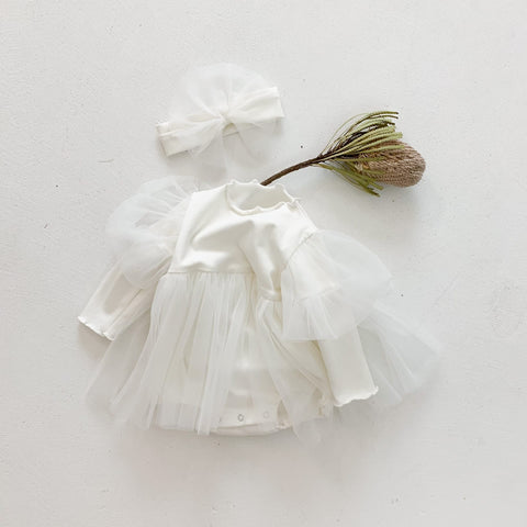 2 Pc Baby Girl Sheer Tutu Bodysuit Dress