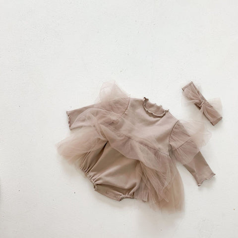 2 Pc Baby Girl Sheer Tutu Bodysuit Dress
