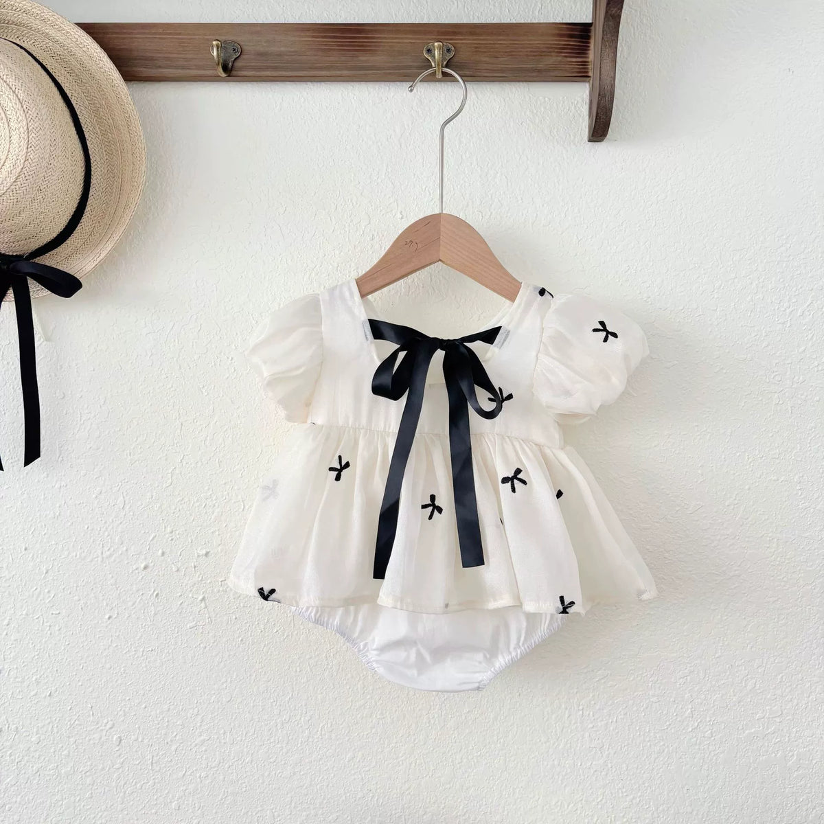 Baby Girls Squared Neck Bow Dress