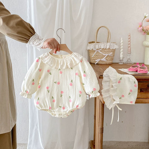 2 Pc Baby Girl Tulip Bodysuit with Bonnet
