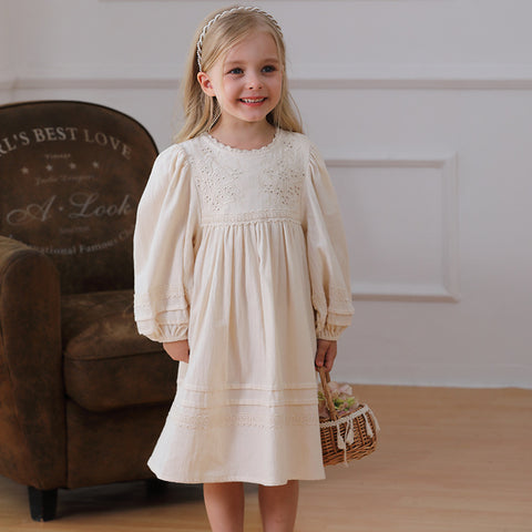 Girls Rustic Style Long Sleeve Dress