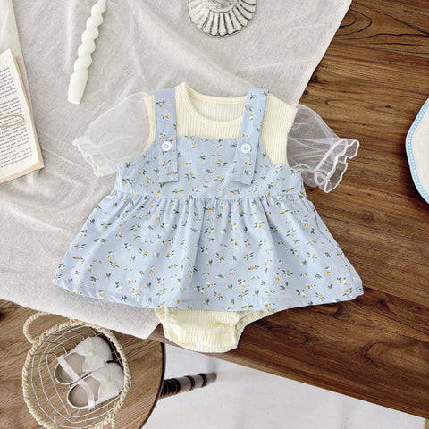 Baby Girl Overall Layered Bodysuit Dress