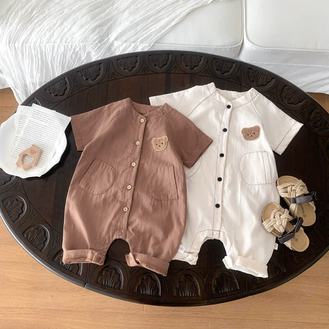 Baby Boy Bear Baseball Style Romper